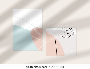 Abstract face art one line continuous drawing. Woman fashion logo portrait. Free hand sketch. Minimal poster or print mock up with shadow overlay. Contemporary trendy card or flyer design template.