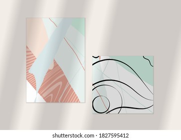 Abstract face art one line continuous drawing. Woman fashion logo portrait. Free hand sketch. Minimal poster or print mock up with shadow overlay. Contemporary trendy card or flyer design template.