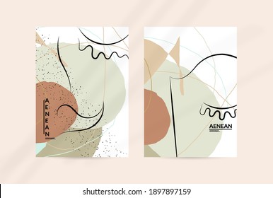 Abstract face art one line continuous drawing. Woman fashion logo portrait. Free hand sketch. Minimal poster or print mock up with shadow overlay. Contemporary trendy card or flyer design template.