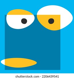 Abstract face art with some overlapping shapes