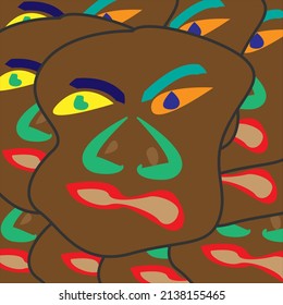 Abstract face art. Suitable for wall decoration. Vector illustration