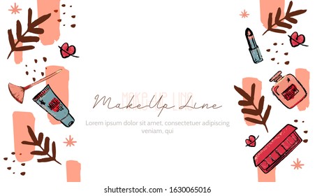 Abstract Face banner, beauty banner template, modern cosmetic composition, minimal design