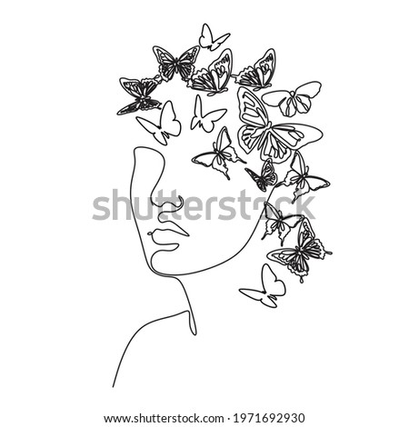 Similar – half of a girl’s face with a white lily and closed eyes