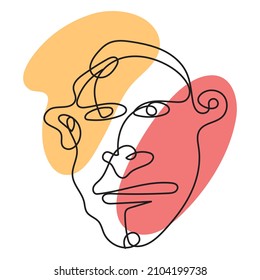 Abstract face of contemporary hand drawn vector illustration. Continuous and minimalistic line isolated on a white background.