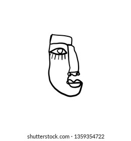 Abstract face. Continuous line drawing . Hand drawn modern creative graphic art. Fashion portrait. 
