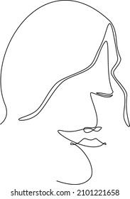 
Abstract face continuously one line drawing. minimalist style. Human portrait. 
