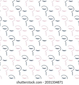 Resumen El contorno facial Feminine Vector gráfico sin soldadura puede utilizarse para el diseño de fondo y de ropa