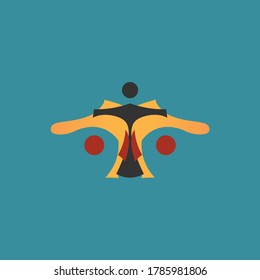 abstract face and cross and people logo design vector icon