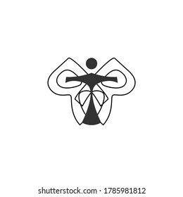 abstract face and cross and people logo design vector icon