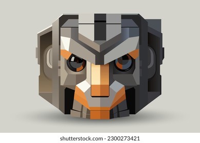 abstract face in a cubic style in the form of a robot