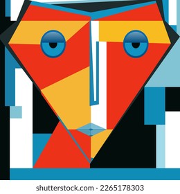 abstract face in cubic style for poster, banner, or background