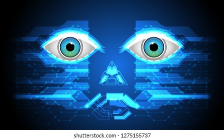 Abstract Face of Cyber robot Sci-fi futuristic user interface. Technology background. Artificial intelligence (AI) technology concept.