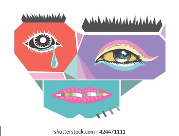 Abstract face design. Modern art vector illustration abstract robot concept.