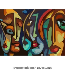 Abstract Face Design for T-Shirts Printing and Much More. 