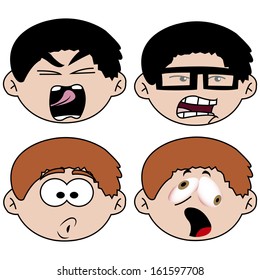 abstract face with different expression on white background