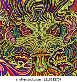 abstract face digital paint art illustration vector