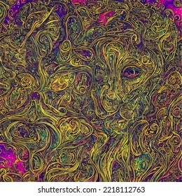 abstract face digital paint art illustration vector