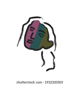 abstract face drawing with art brush style