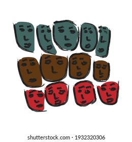 abstract face drawing with art brush style