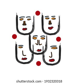 abstract face drawing with art brush style