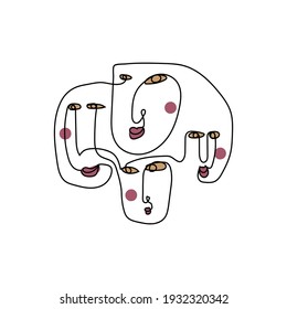 abstract face drawing with art brush style