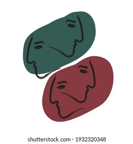 abstract face drawing with art brush style