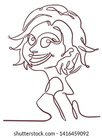 Abstract face drawing of beautiful lady , Fashion concept idea, Portrait minimalist style, one continuous line vector illustration.