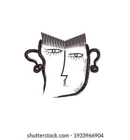 dibujo abstracto de la cara. arte cubista retrato moderno para arte mural