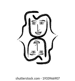 abstrakte Gesichtserkennung. Kubismus Kunst Modernes Portrait für Wandkunst