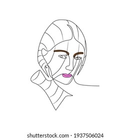 abstract face drawing. hand drawn art brush strokes contemporary portrait woman for wall art , fashion design and your promotion