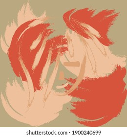 Dibujo facial abstracto, retrato moderno. Gráficos vectoriales, decoración en el interior, elemento decorativo