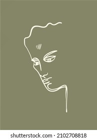 Abstract Face. Drawing in style Jean Cocteau. Design for poster. 