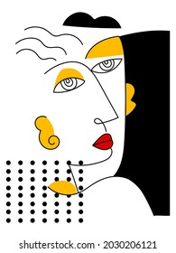 Abstract face drawing,line,icon vector illustration.