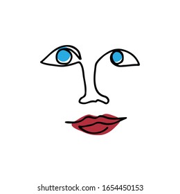 Abstract face drawn in doodle style. Hand-drawn linear image for terrier, business, web, logo, fashion.