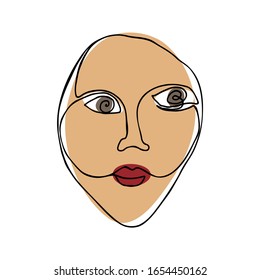 Abstraktes Gesicht im Doodle-Stil gezeichnet. Handgezeichnetes lineares Bild für Terrier, Business, Web, Logo, Mode.