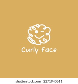 Abstract face emoji logo of curly lines.