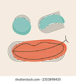 Abstract face eyes and mouth and geometrical shapes isolated on light background. Vector illustration.
