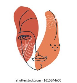 Abstract face and flower composition
