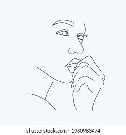 Resumen de la cara con flores en un dibujo de una línea. Moderna línea de arte. Articulación femenina. Logo del salón de belleza. Libro de colorear. Huella botánica. Símbolo natural de los cosméticos. Logo de moda.