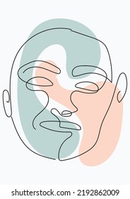Cara abstracta con flores por dibujo vectorial de una línea. Retrato de estilo minimalista. Huella botánica. Símbolo natural de la cosmética