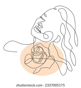 Abstraktes Gesicht mit Blumen von einer Linie zeichnen.Vektor.