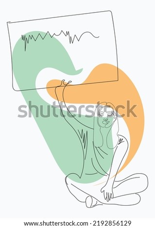 Abstract face with flowers by one line vector drawing. Portrait minimalistic style
