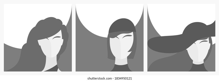 Abstract face of girl. Vector creative illustration. Art graphic design.