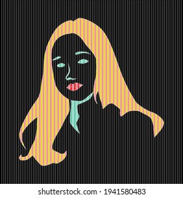 Abstract face hair lin art wit line pixel. Vector ilustration for Tshirt, wall, indoor, background or other business.