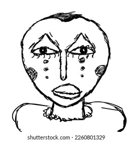 Abstract face hand drawing expressionism art