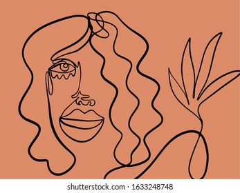 Abstract face, hand paint texture, contemporary line drawing, woman minimalism. 