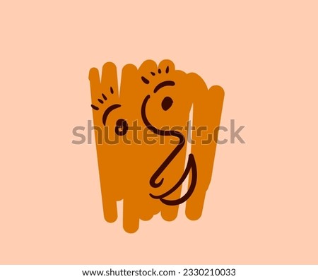 abstract face as hand spontaneous art. Spontaneity abstract concept.abstract cute face. Flat cartoon vector illustration
