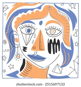 Abstract Face Illustration with colorful style