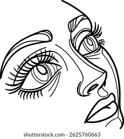 Abstract Face Illustration Minimalist Line Art Style For Beauty Or Fashion Designs
