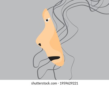 An abstract face illustration with some tangled thread pattern
